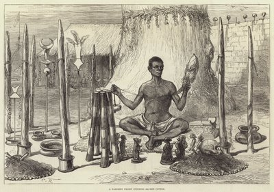 Un sacerdote de Dahomey hilando algodón sagrado de Sir John Charles Robinson